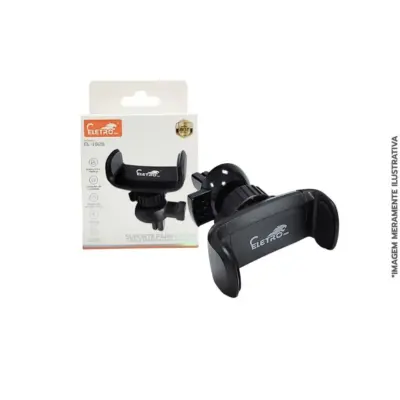 SUPORTE DE TELEFONE CELULAR HORIZONTAL E VERTICAL AJUSTAVEL 360 GRAUS PARA CARRO ELETROMEX